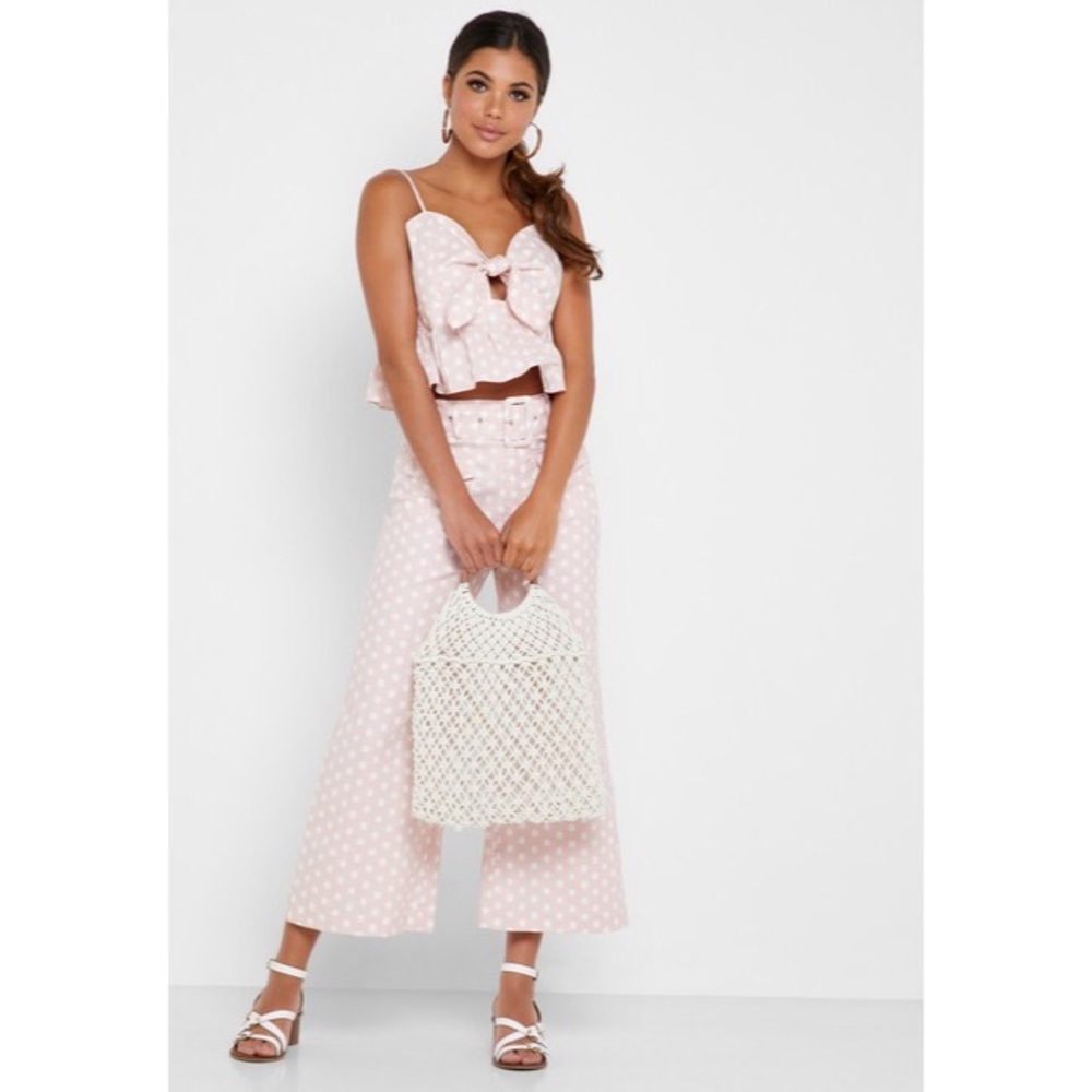 English Factory Pink Polka Dot Tie Top & Marching Trousers